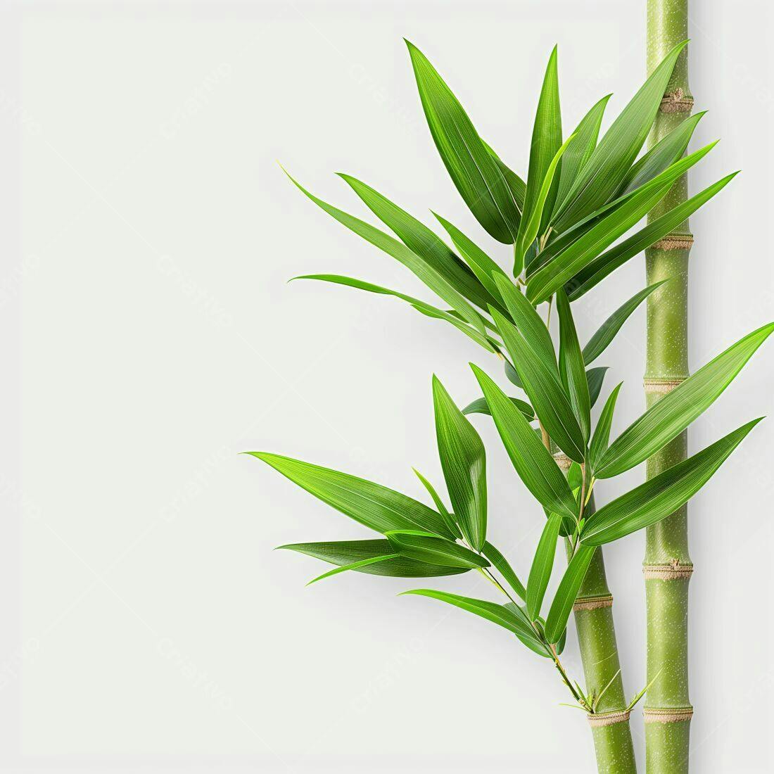 Ramos de Bambu Verde sobre Fundo Branco