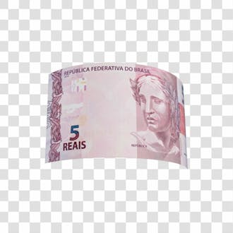Asset 3d dinheito nota cédula 5 reais real brasileiro finança com fundo transparente