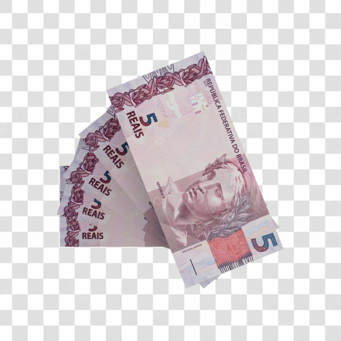Imagem PNG de Notas de 5 Reais com fundo transparente