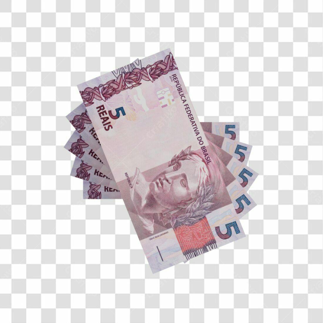 Imagem PNG de notas de 5 Reais com fundo transparente