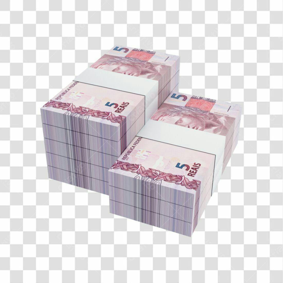 Icone Pilhas de Dinheiro 5 Reais PNG com fundo transparente