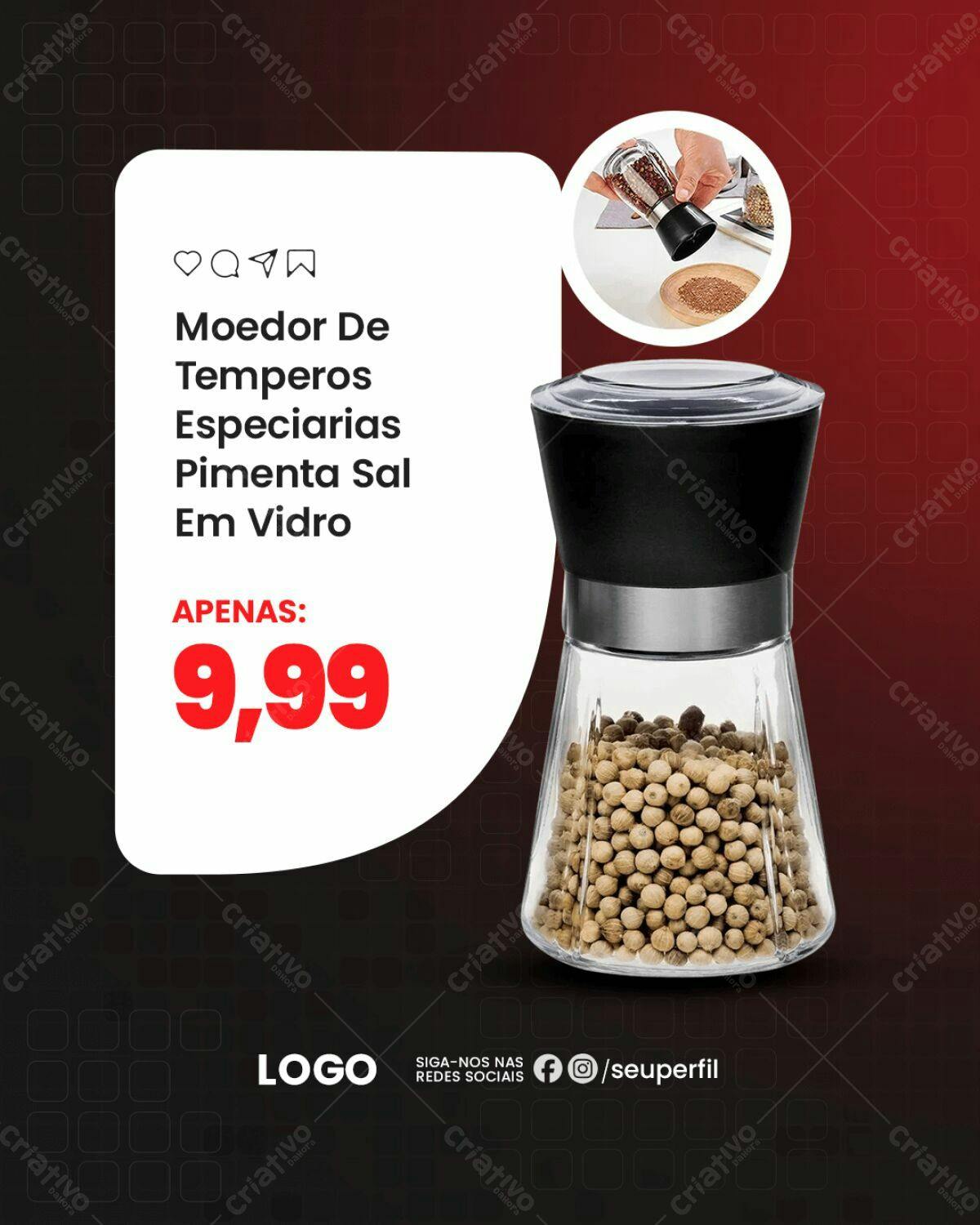 Post para Redes Sociais Moedor de Temperos PSD Editável