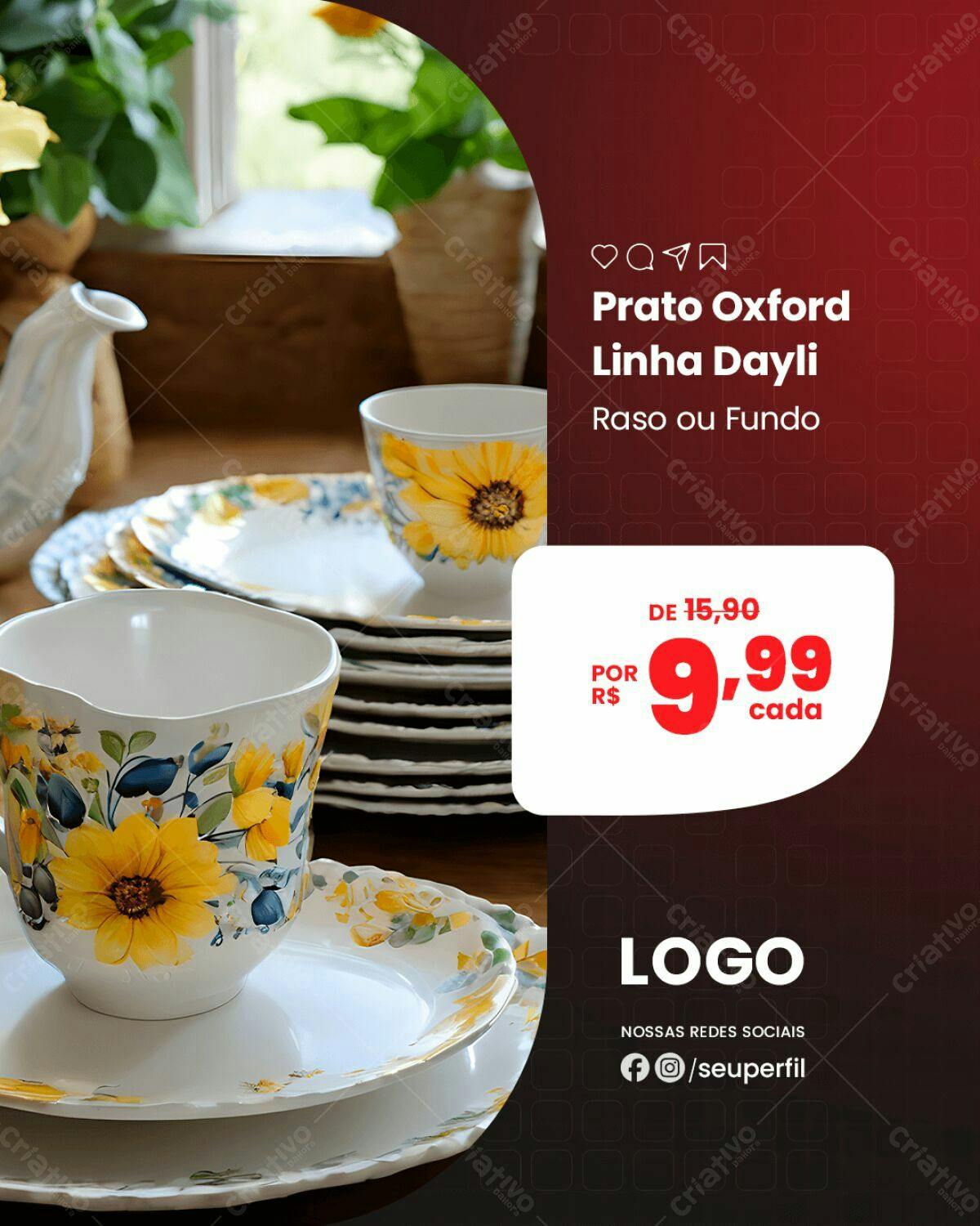 Flyer para Promoção de Pratos Oxford Linha Dayli PSD Editável
