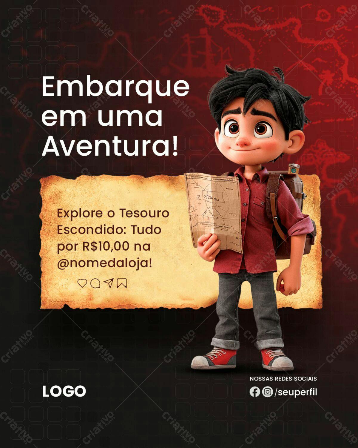 Post para Mídias Sociais Aventura PSD Editável