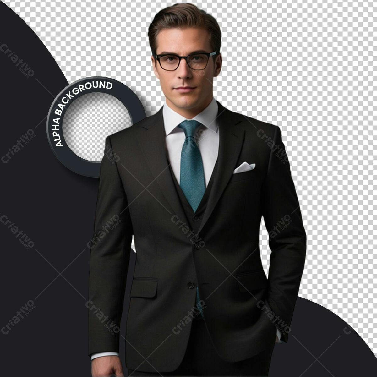 Mockup PSD para Fotos de Empresário em Terno Preto Editável