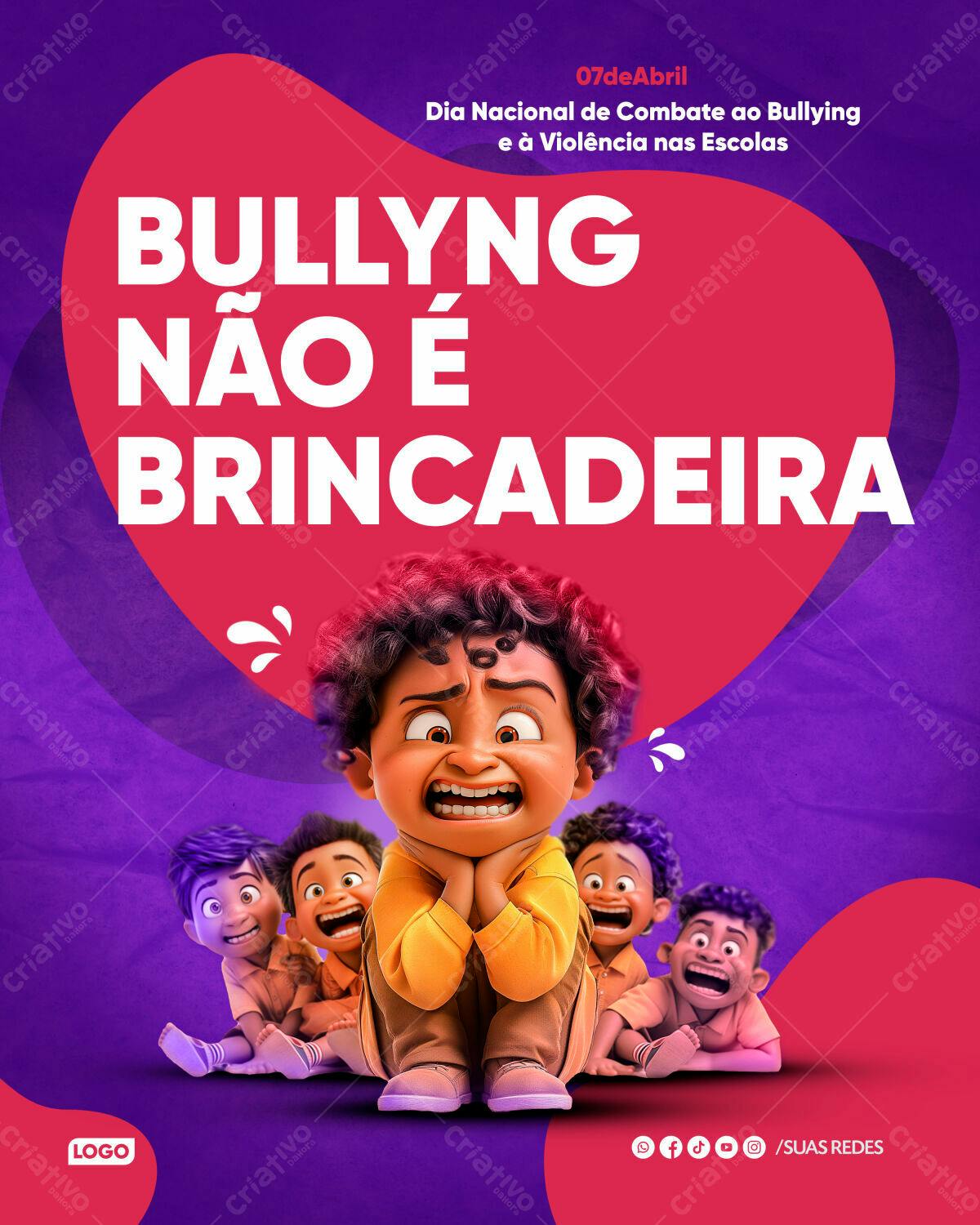 Flyer Dia Nacional de Combate ao Bullying PSD Editável