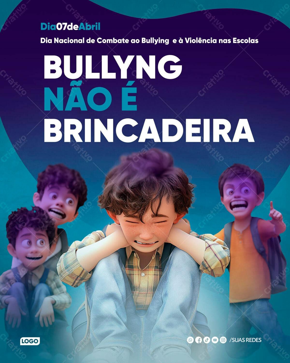 Flyer Dia Nacional de Combate ao Bullying PSD Editável