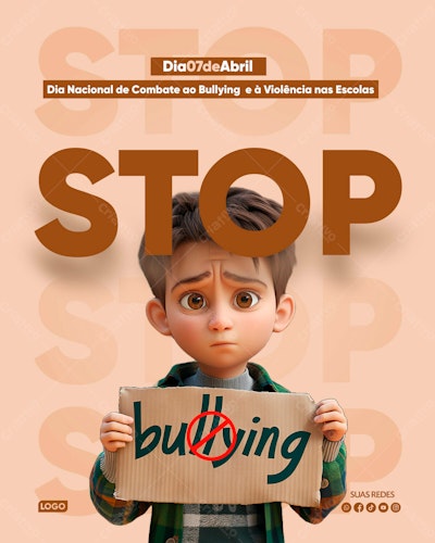 Post para o Dia Nacional de Combate ao Bullying PSD Editável