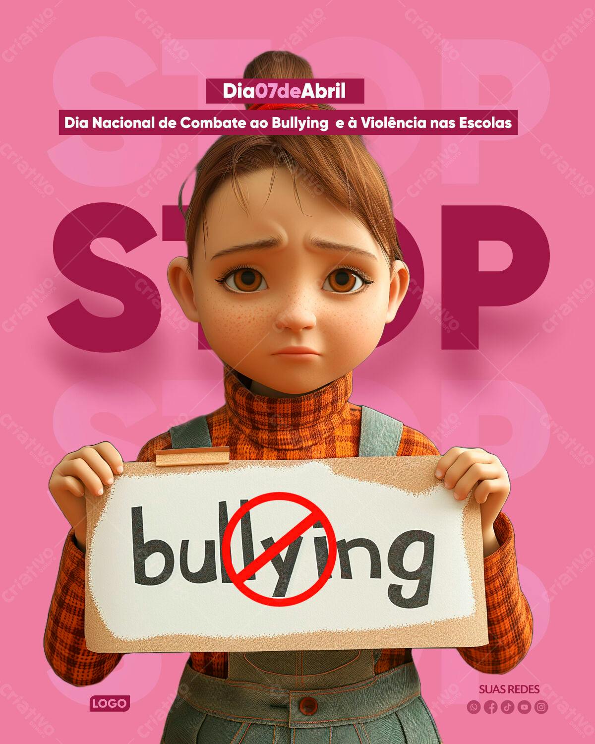 Flyer Dia Nacional de Combate ao Bullying PSD Editável
