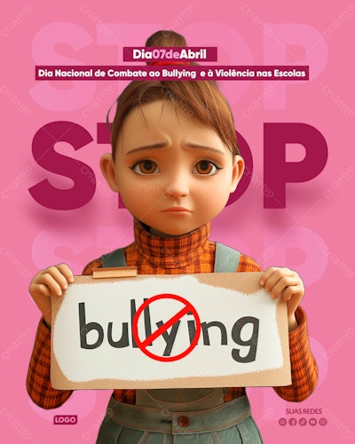 Flyer Dia Nacional de Combate ao Bullying PSD Editável