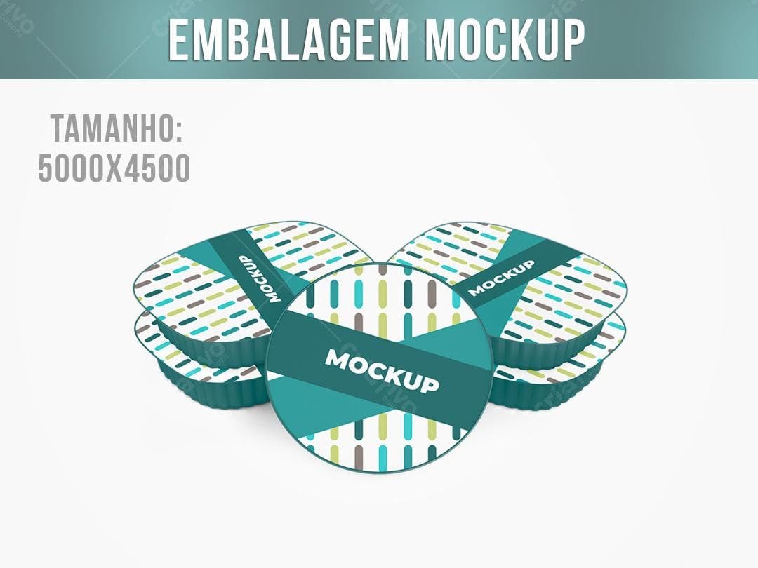 Mockup Embalagem de Sobremesa: Design Moderno em Verde-Teal