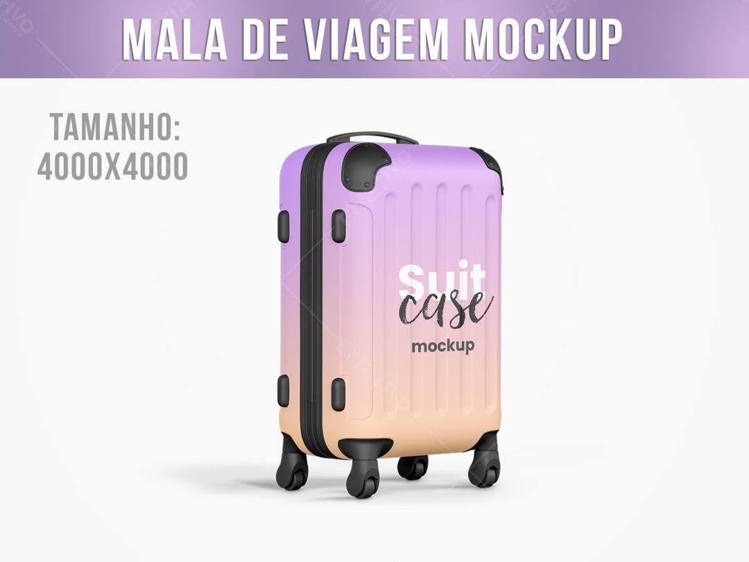 Mockup Mala de Viagem: Degradê Lilás e Laranja