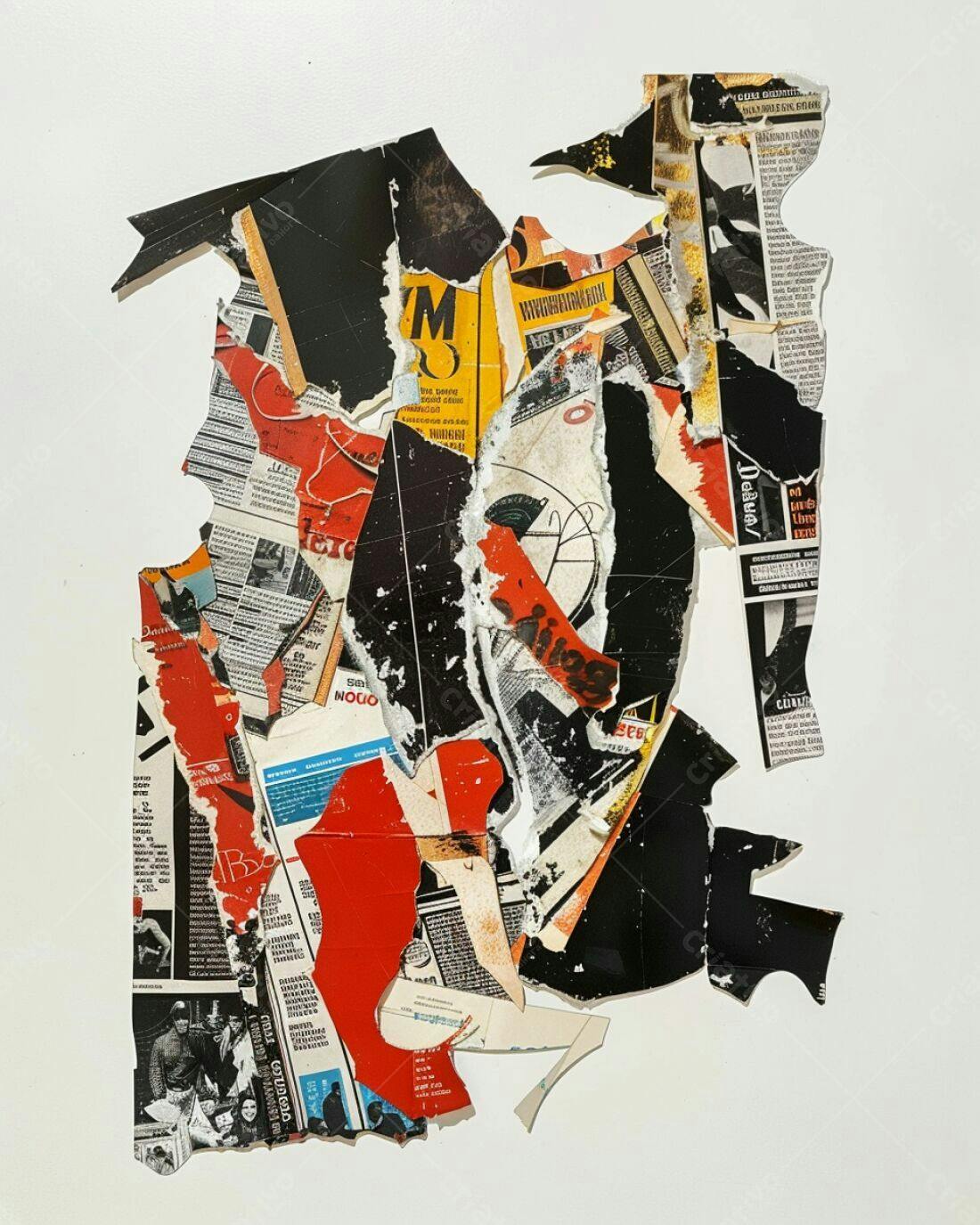 Colagem abstrata em preto vermelho e branco