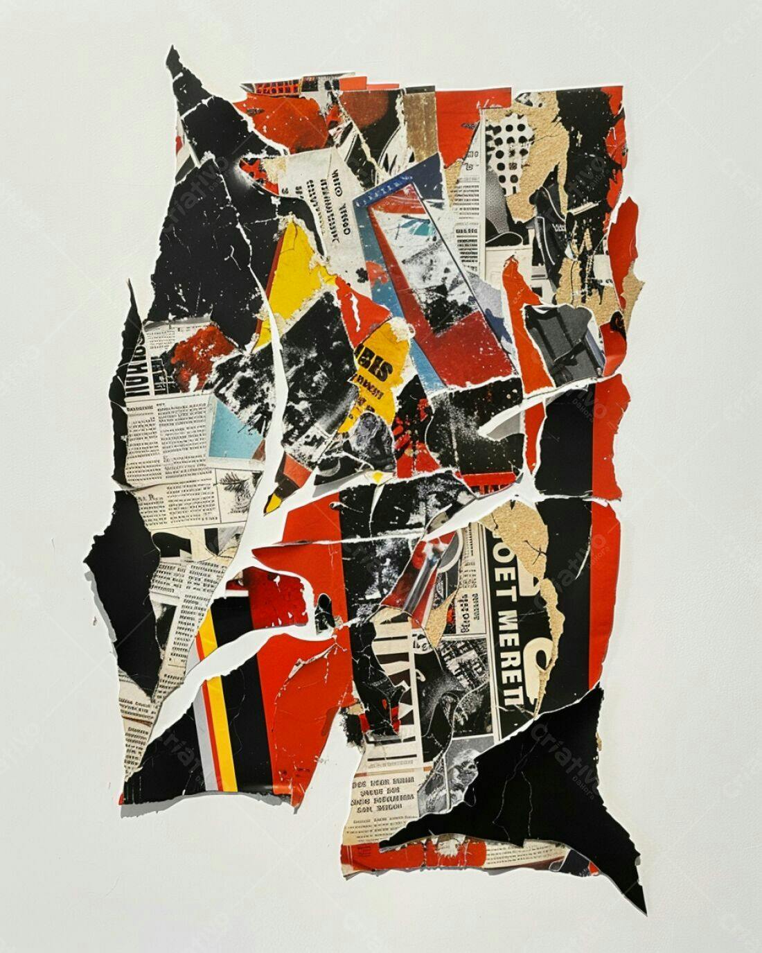 Colagem abstrata em vermelho e preto
