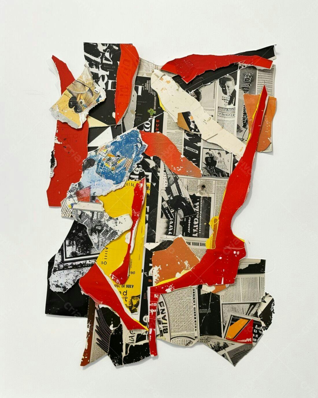 Colagem abstrata com vermelho e preto