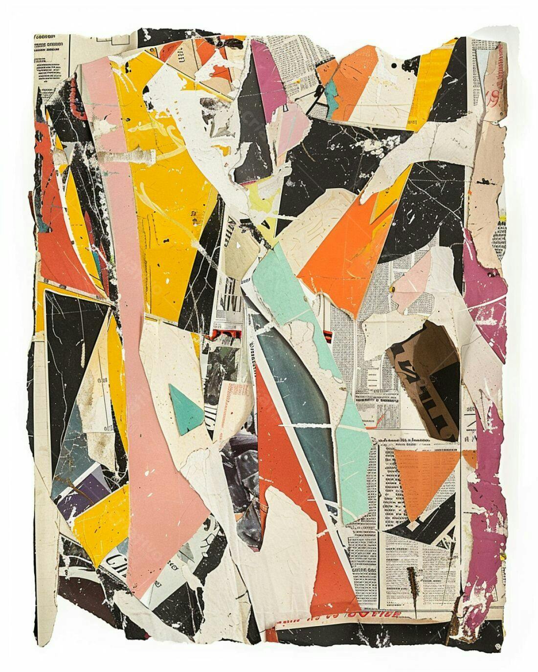 Arte Abstrata com Papéis Reciclados e Cores Vibrantes