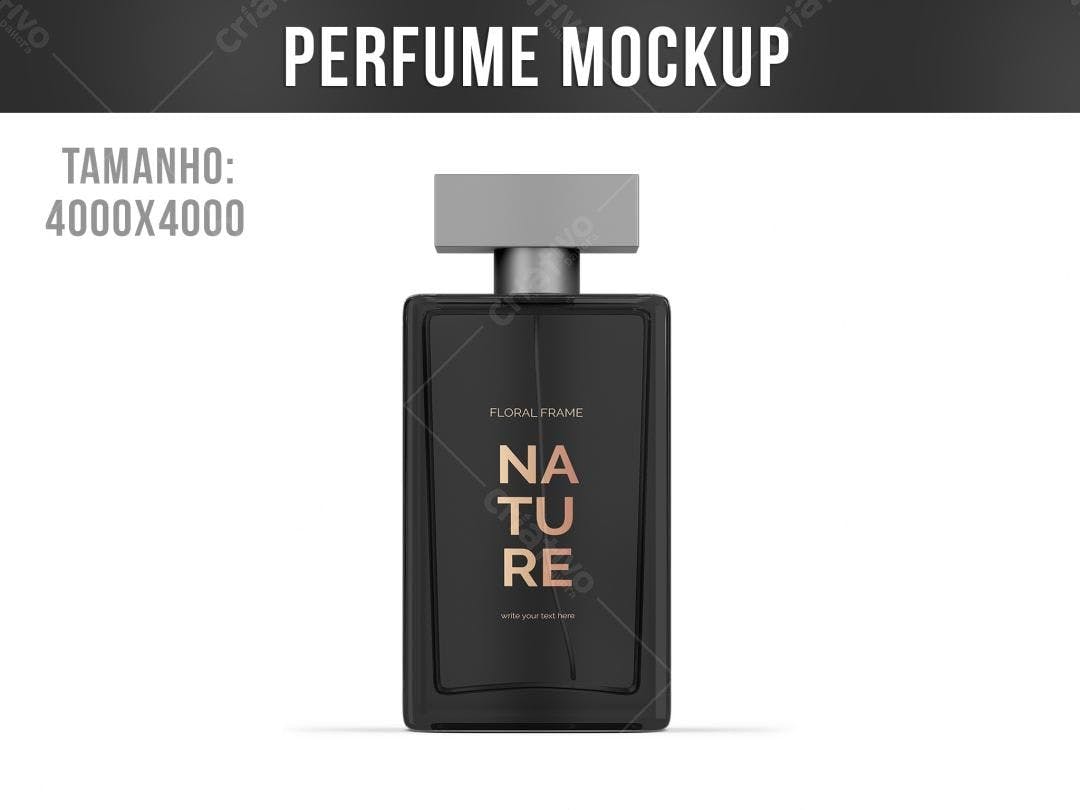 Mockup de Frasco de Perfume Preto e Dourado