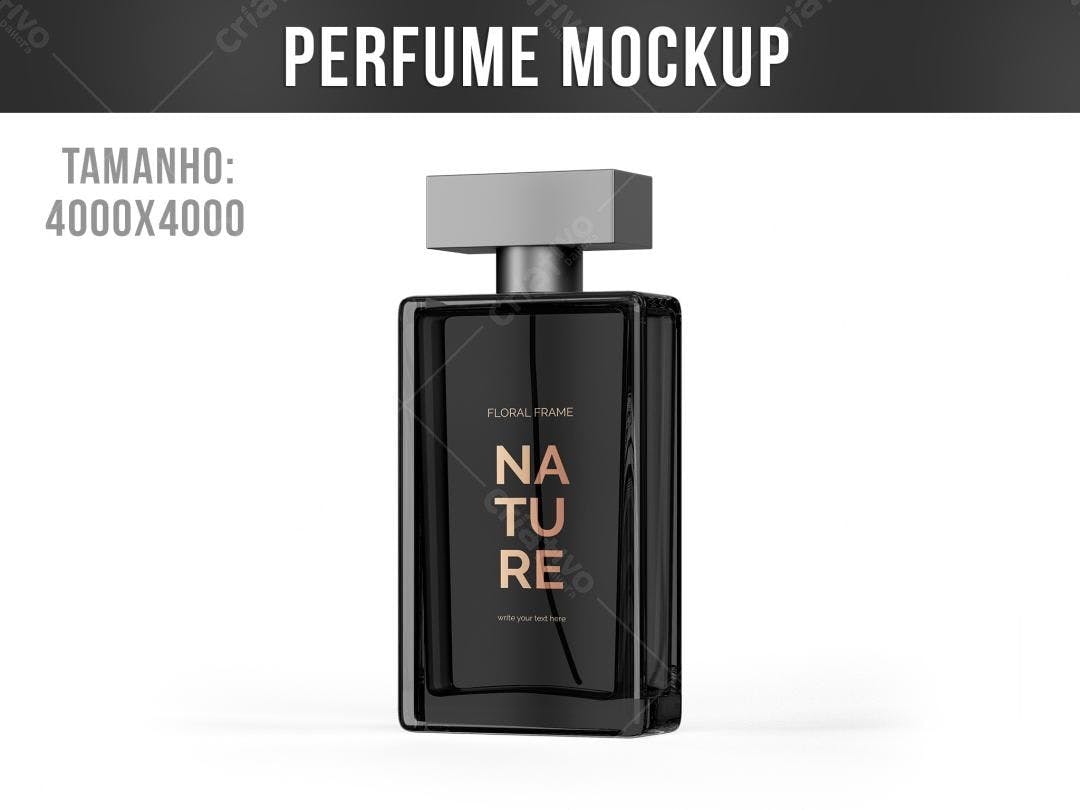 Mockup Realista de Frasco de Perfume Preto