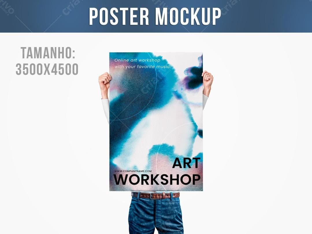 Mockup de Pôster com Design Abstrato em Tons de Azul