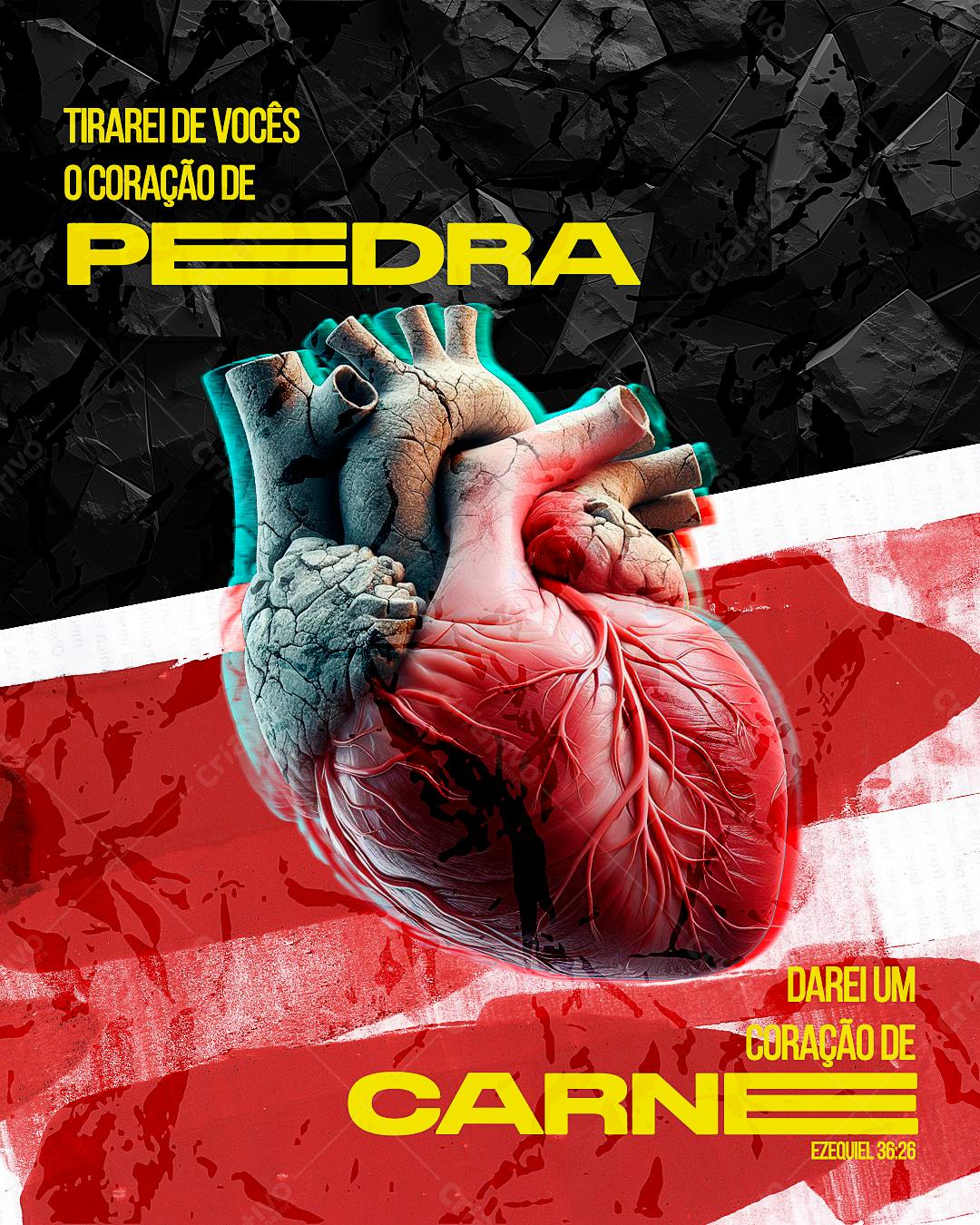Flyer Cristão Ezequiel 36:26 PSD Editável