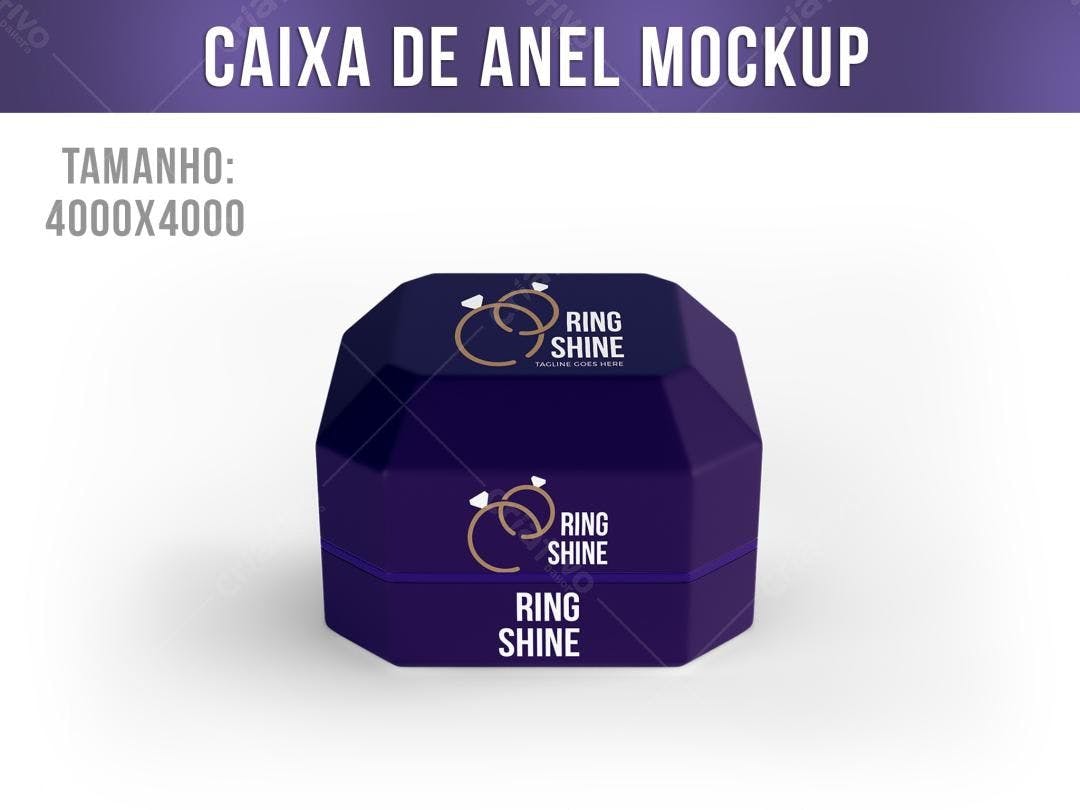 Mockup Caixa de Anel Luxuosa: Roxa Escuro