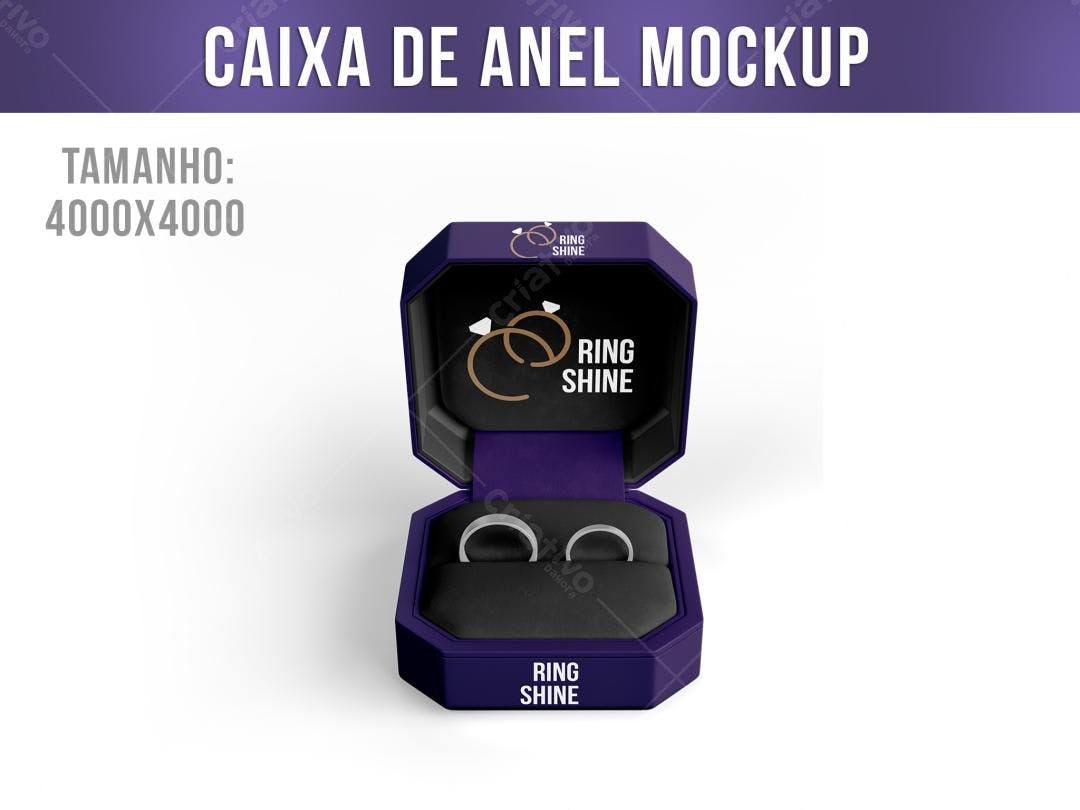 Mockup Caixa de Anel Luxuosa em Roxo Escuro