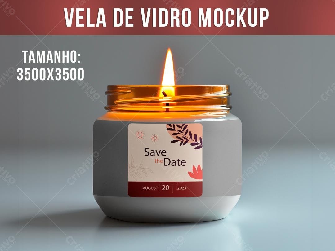 Mockup de Vela em Pote de Vidro com Design Minimalista