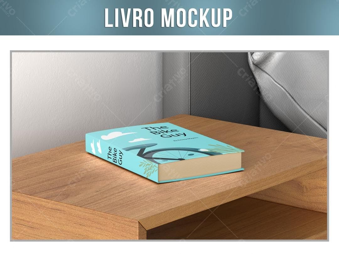 Mockup de Livro com Design Moderno em Mesa de Madeira