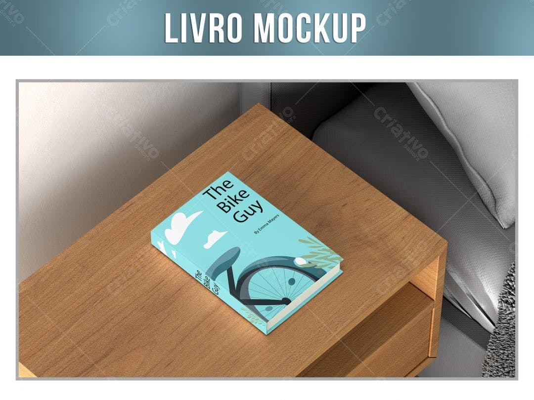 Mockup de Livro com Design Minimalista em Mesa de Madeira