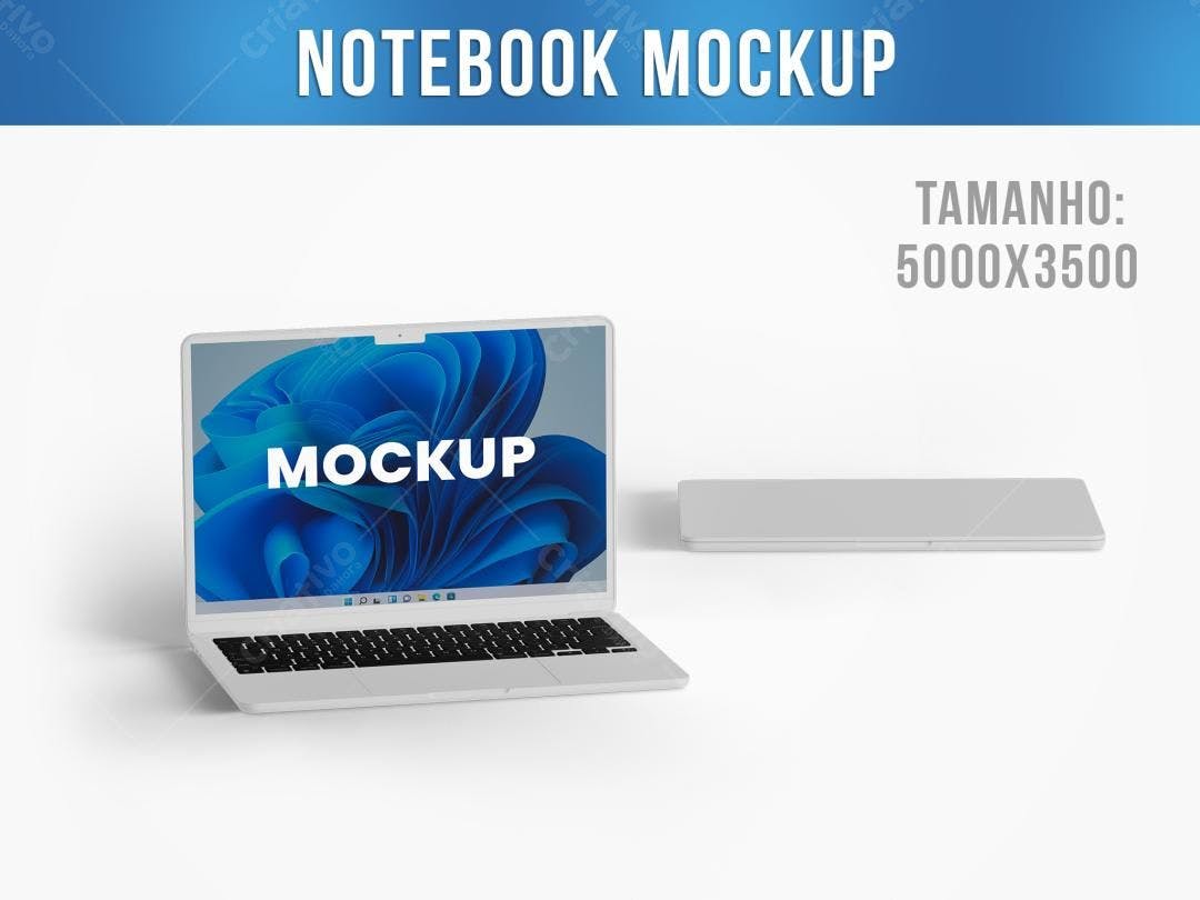 Mockup Notebook Moderno Cinza e Azul