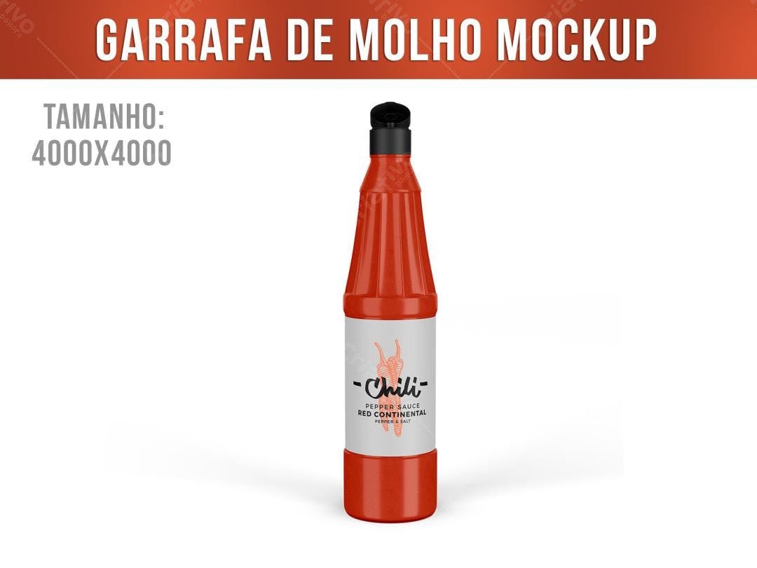 Mockup Garrafa Molho Chili: Design Realista