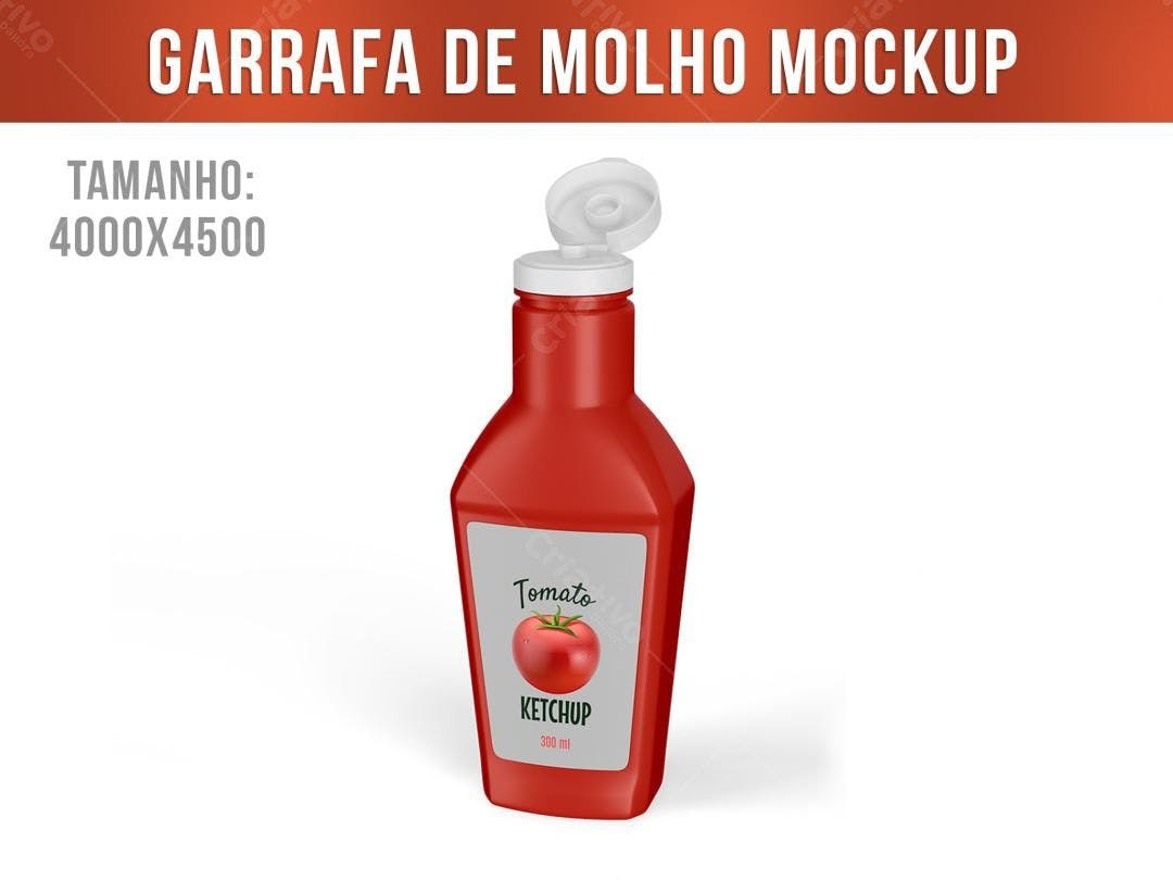 Mockup Realista de Garrafa de Ketchup