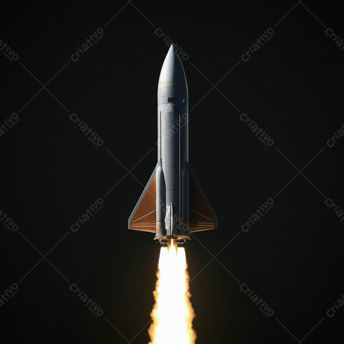 Foguete espacial decolando no escuro
