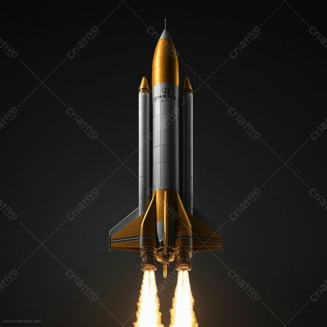 Foguete espacial dourado lançamento