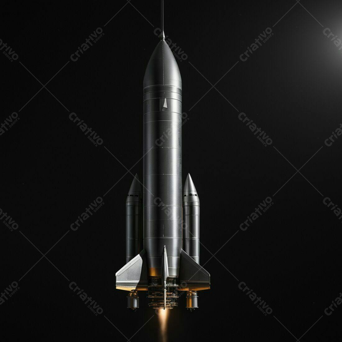 Foguete espacial metálico decolando