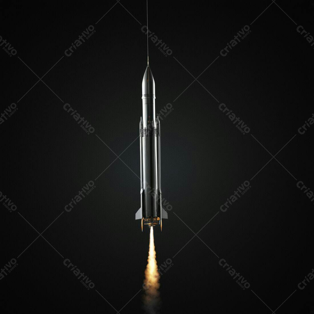 Foguete lançamento espacial fundo escuro