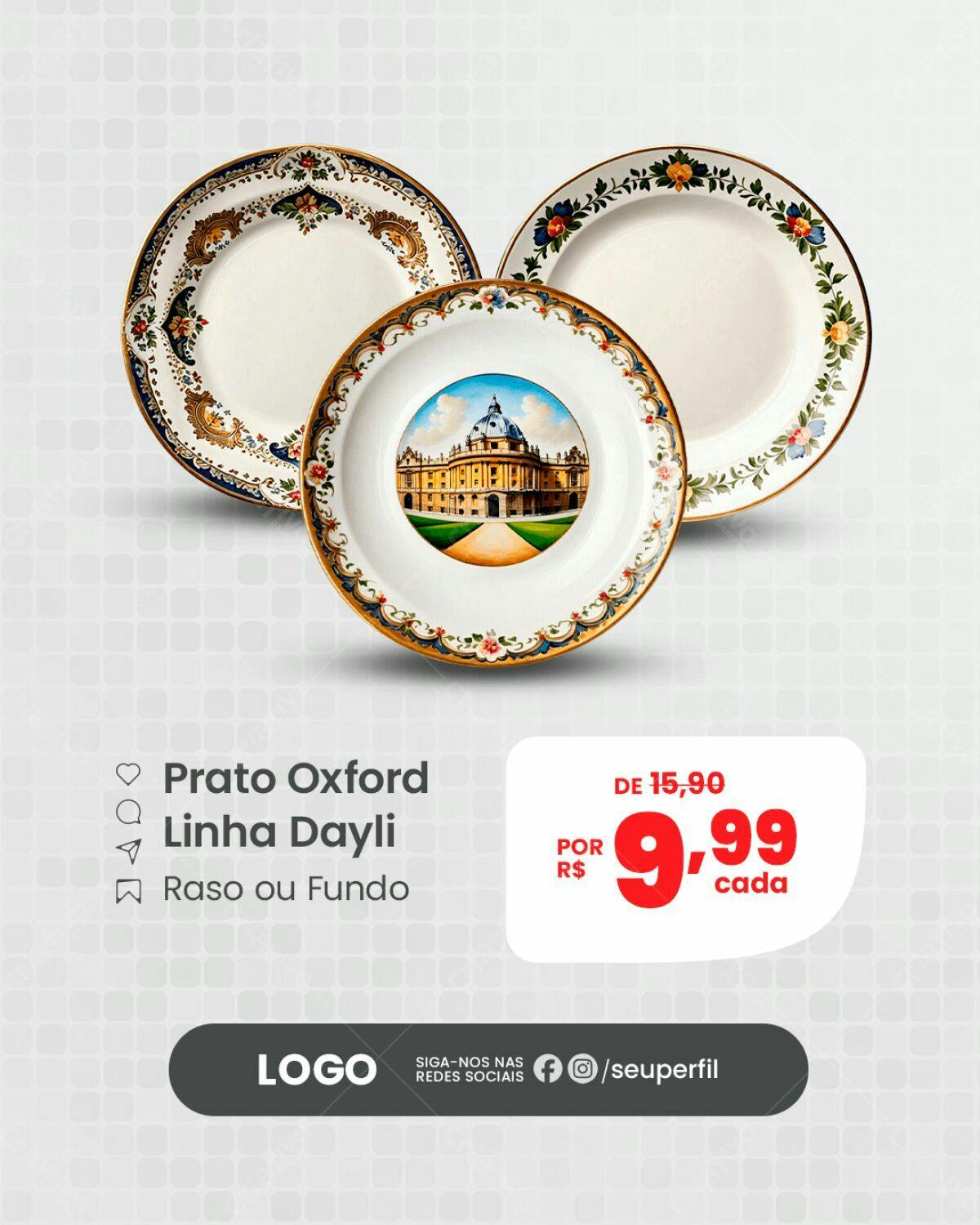 Mockup Prato Oxford Linha Dayli PSD Editável