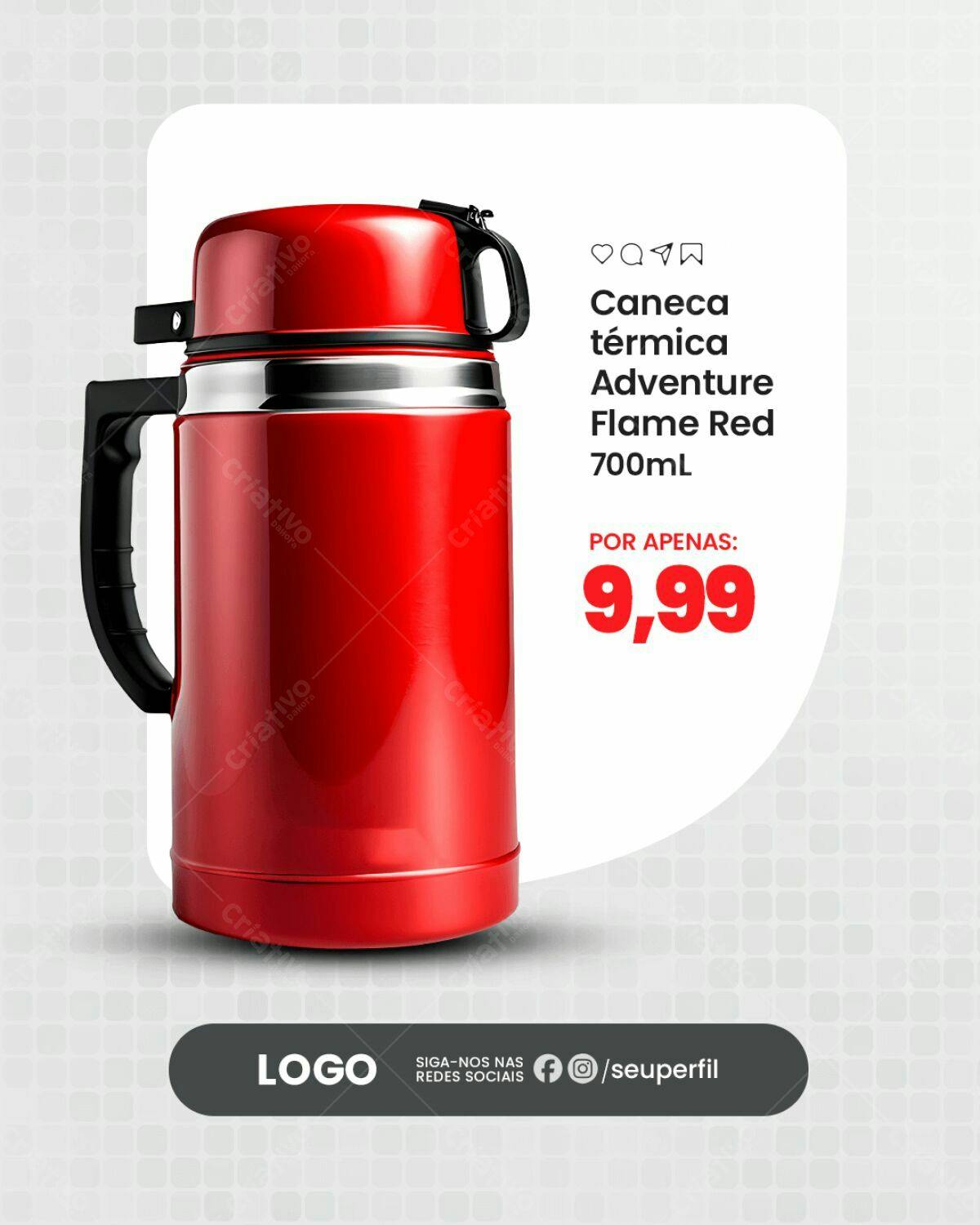 Caneca Térmica Vermelha PSD Editável