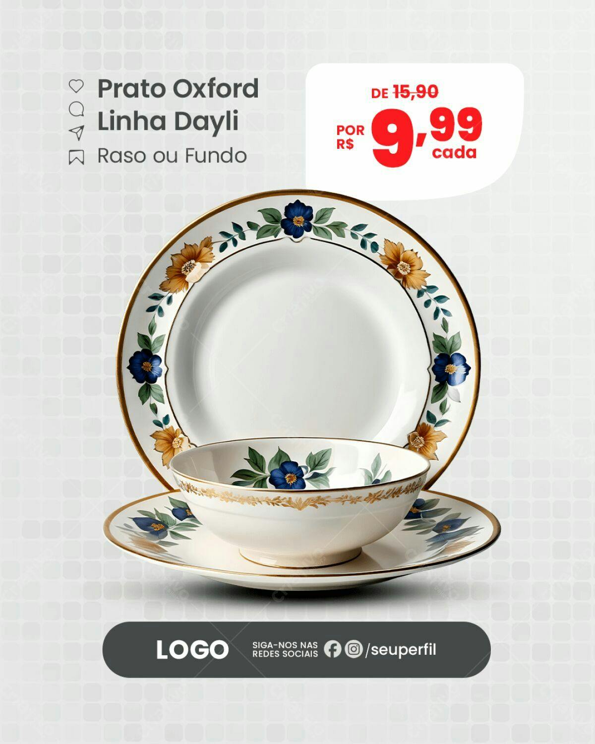 Flyer Prato Oxford Linha Dayli PSD Editável
