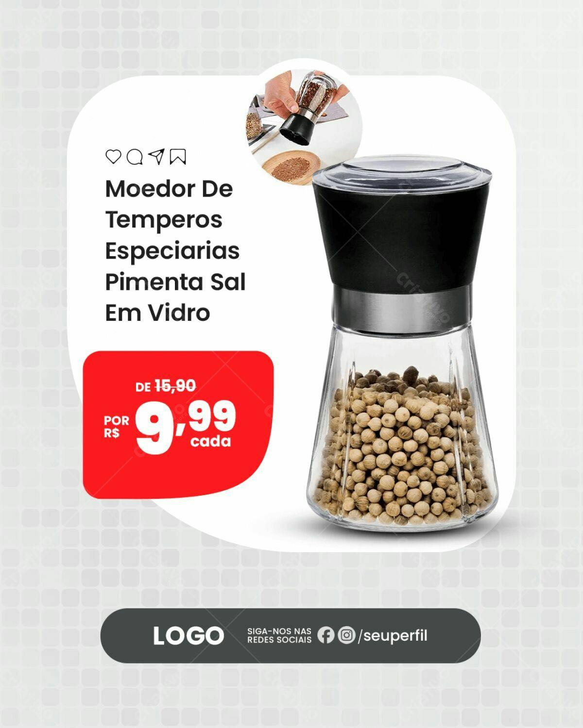 Moedor de Temperos PSD para Loja de Cozinha Editável