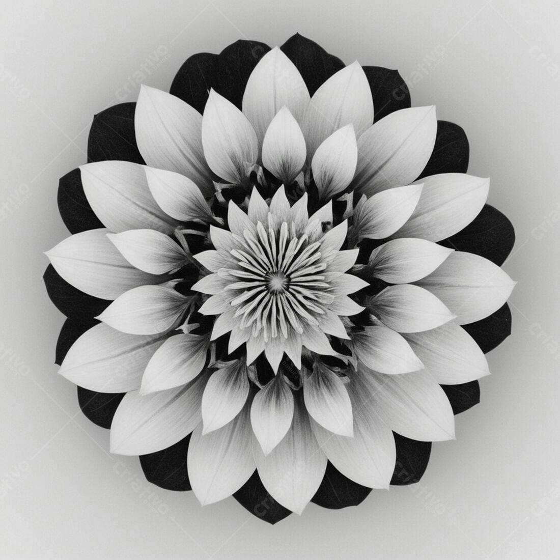 Flor em tons de cinza e preto