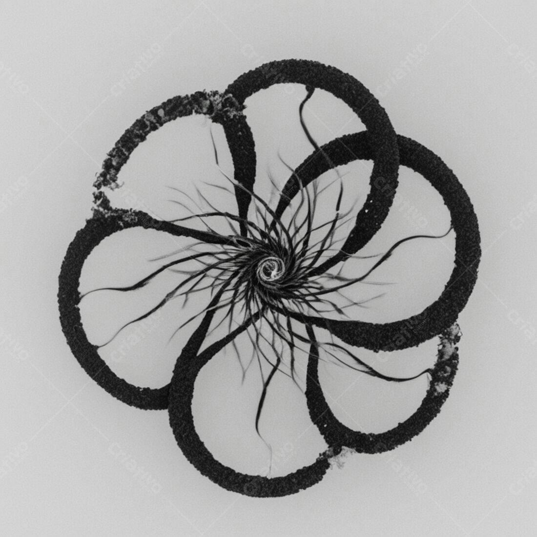 Arte Abstrata em Tons de Cinza e Preto