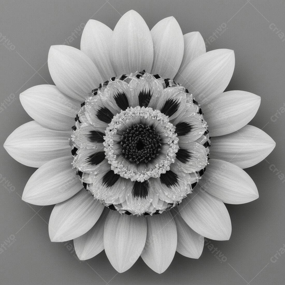 Flor monocromática em tons de cinza e preto