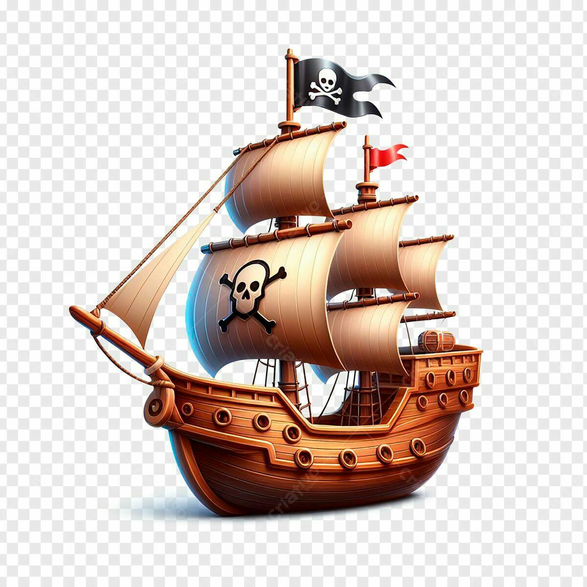 Ilustração Navio Pirata PSD Editável