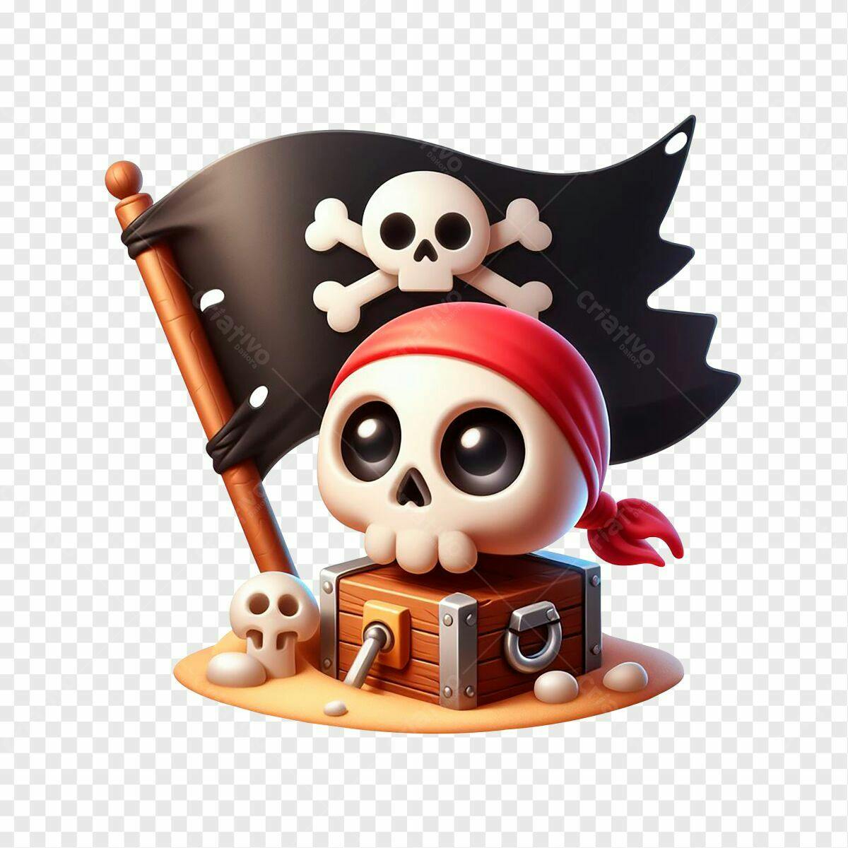Mascote Caveira Pirata PSD Editável
