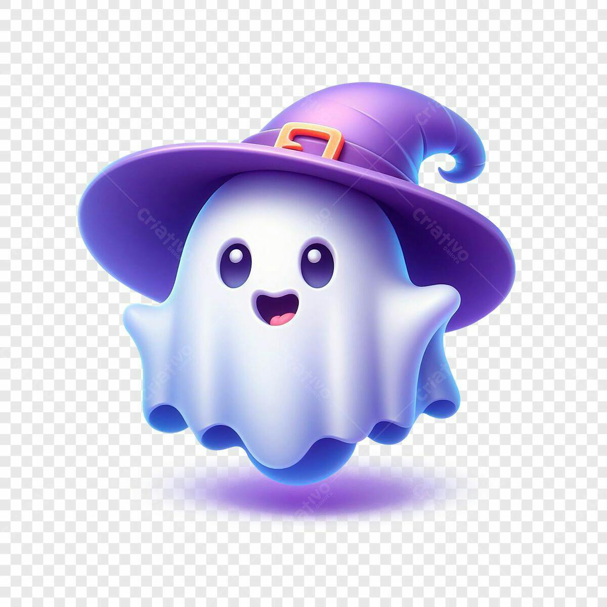 Fantasma Kawaii para o Halloween PSD Editável