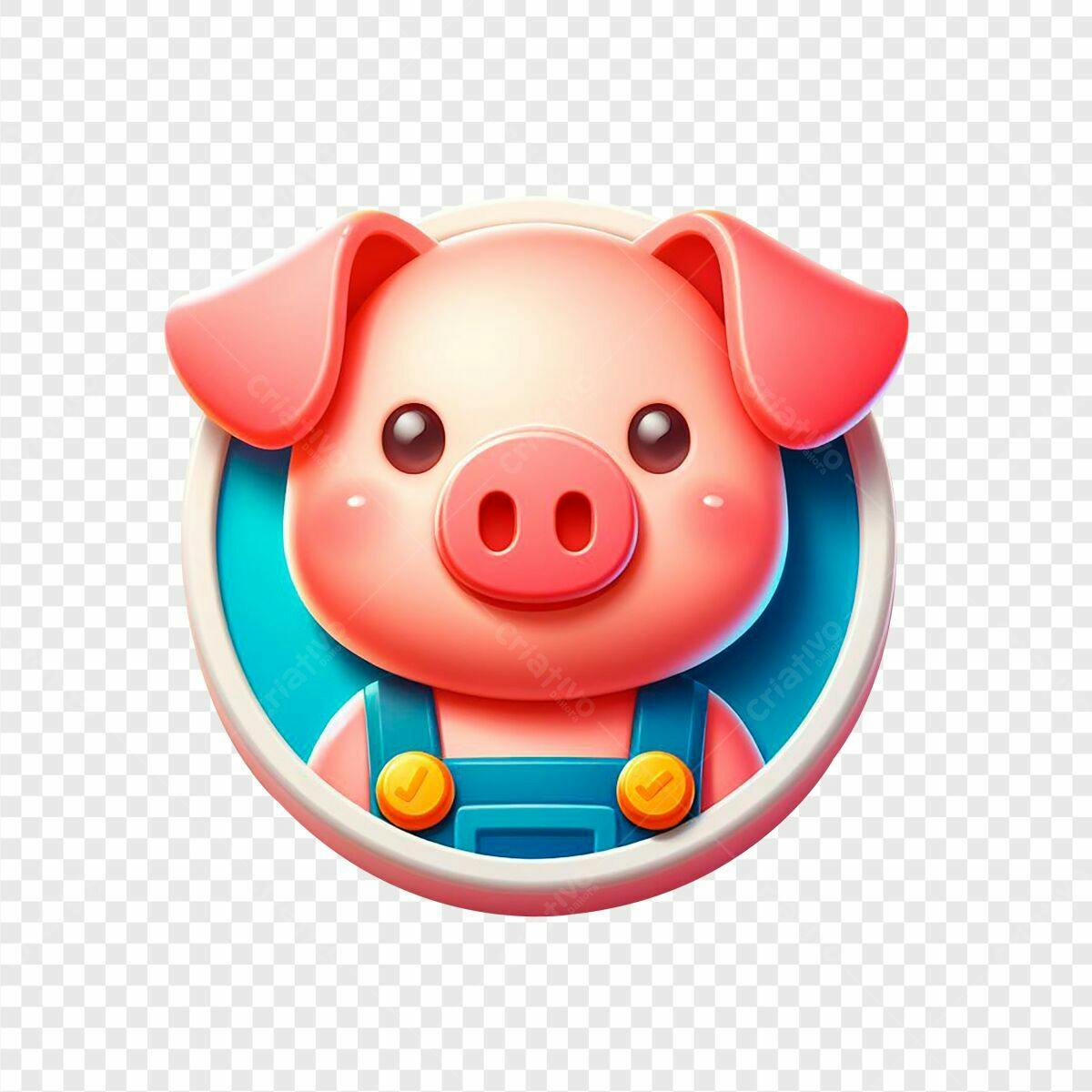 Ícone Porquinho 3D PSD Editável