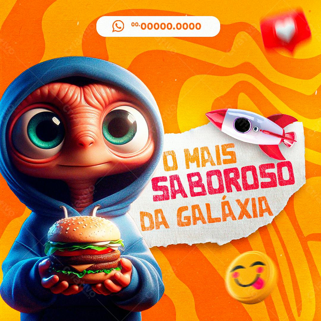 Flyer para Lanchonete com ET e Hambúrguer PSD Editável