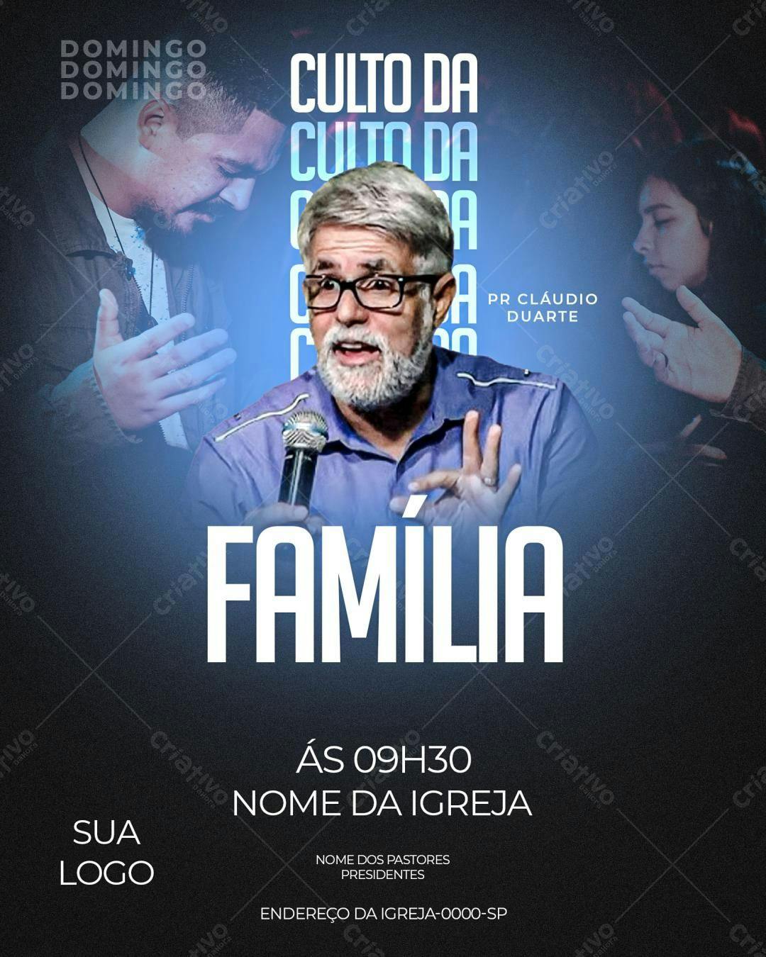 Flyer para Culto da Família PSD Editável