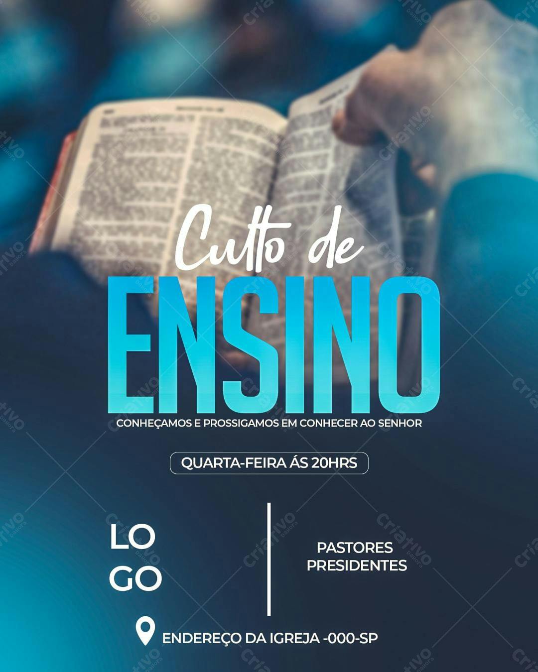 Flyer para Culto de Ensino PSD Editável